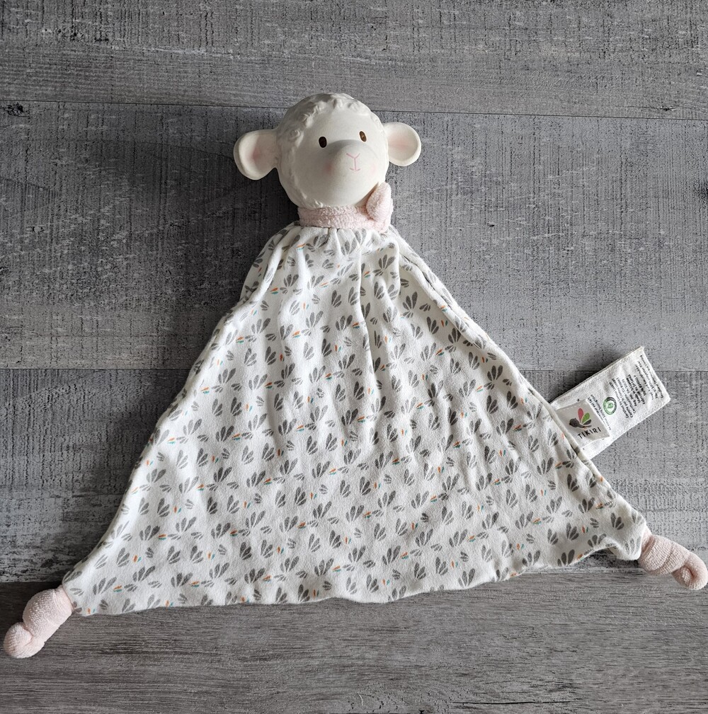 Tikiri Lamb Baby Security Blanket Lovey Natural Rubber Teether Sensory Soother